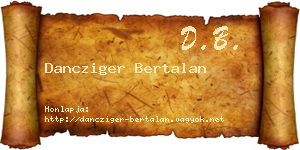 Dancziger Bertalan névjegykártya